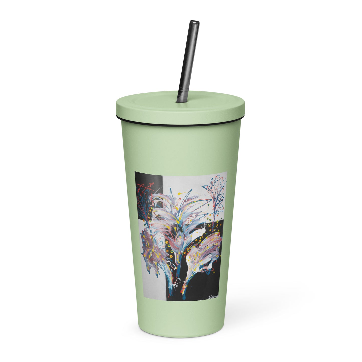 Insulated tumbler with a straw