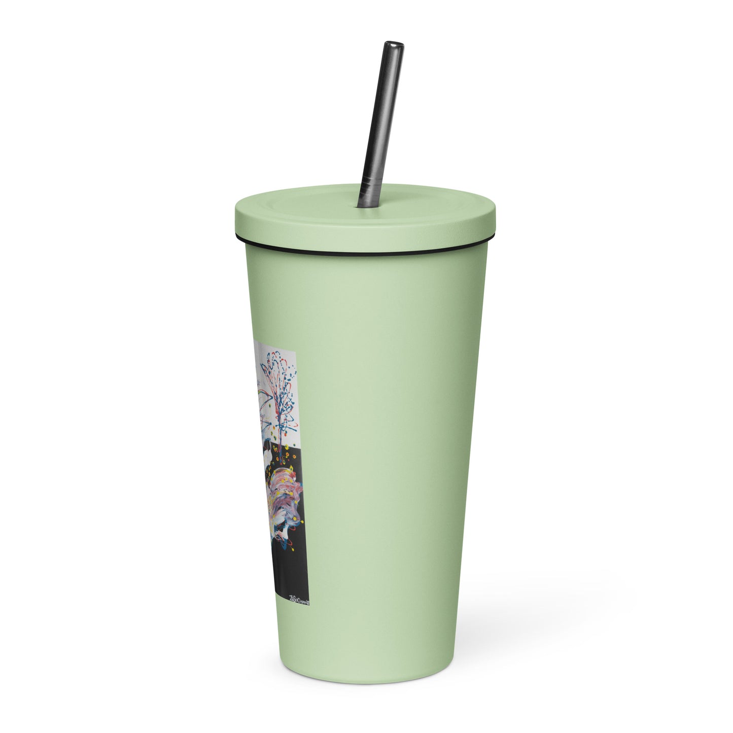 Insulated tumbler with a straw