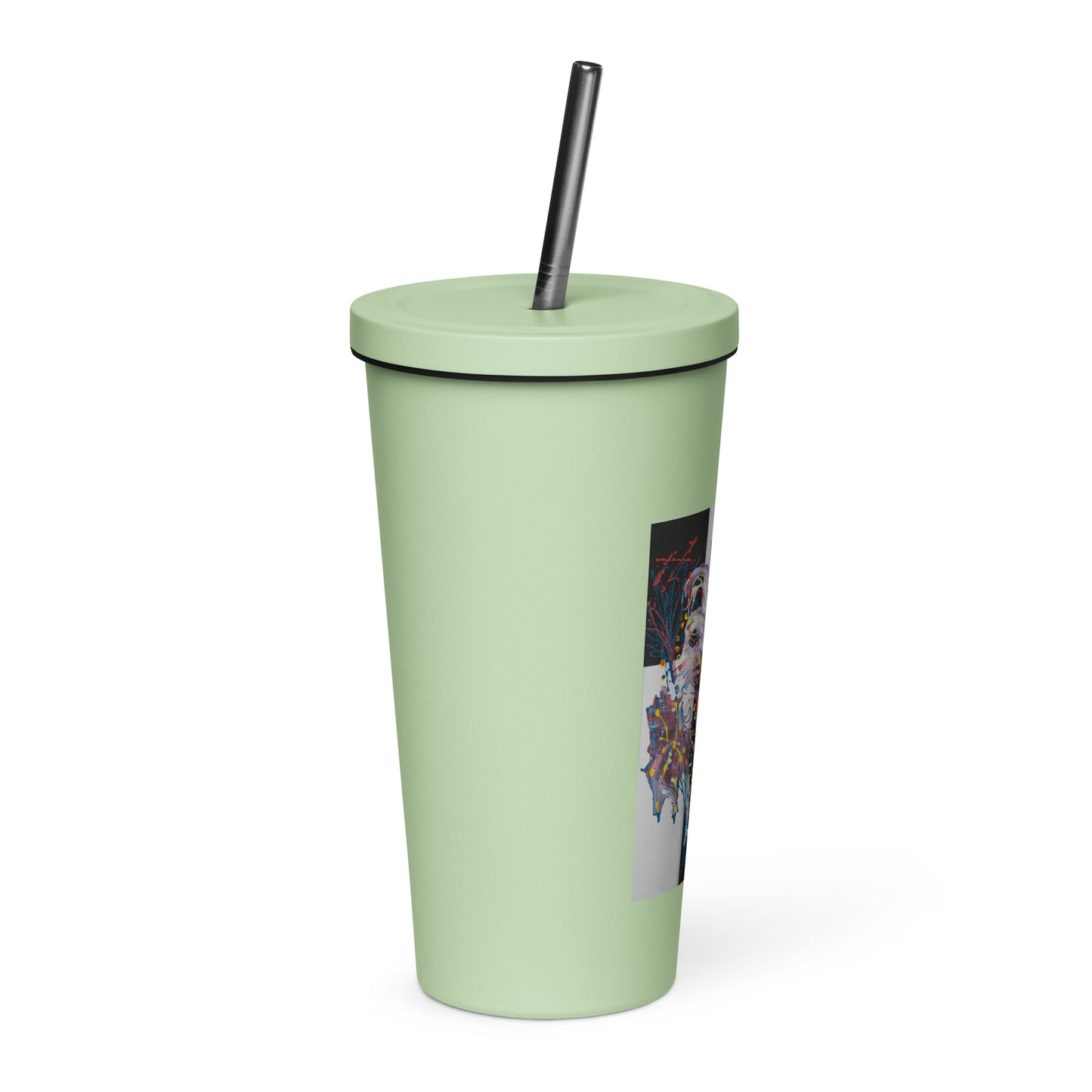 Insulated tumbler with a straw