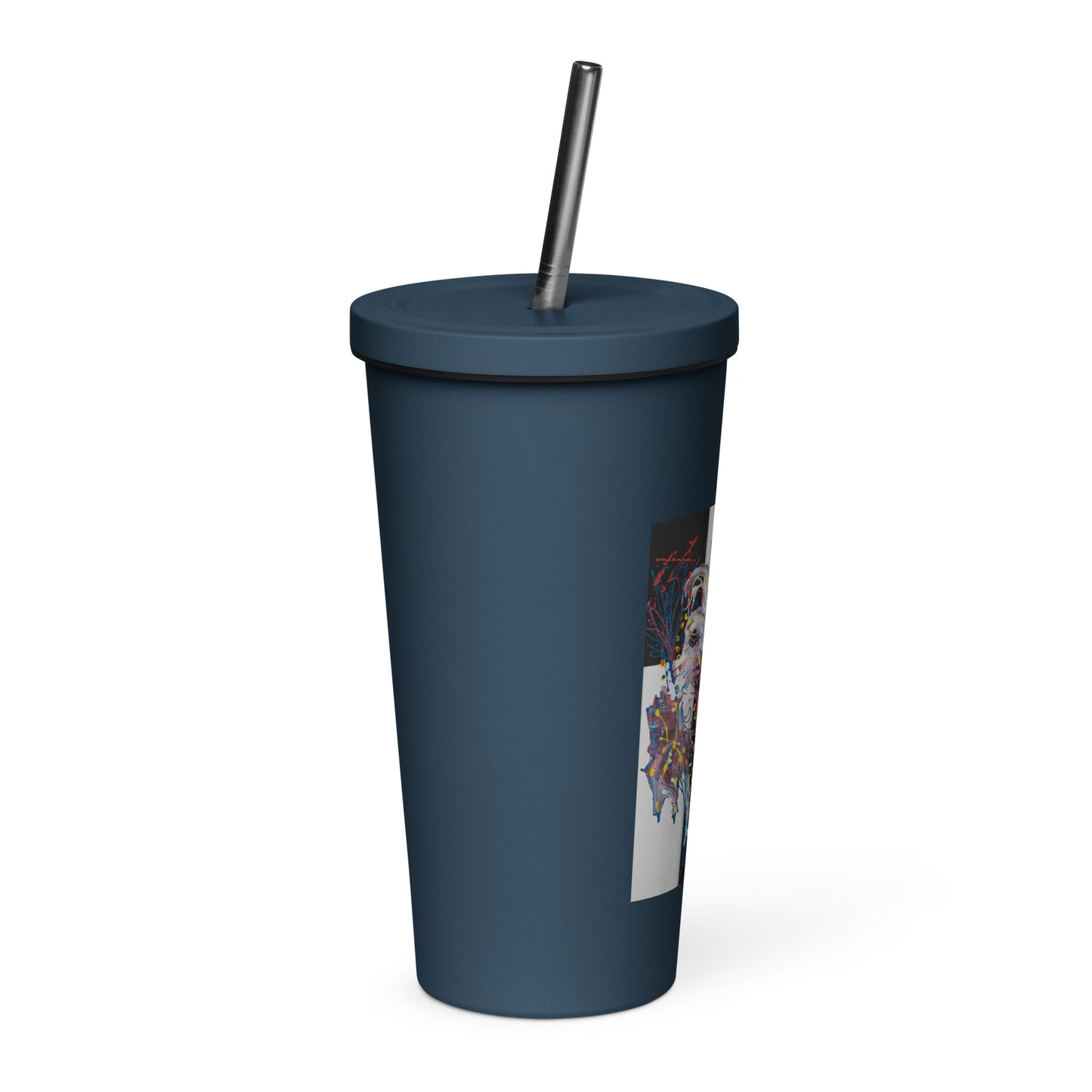 Insulated tumbler with a straw