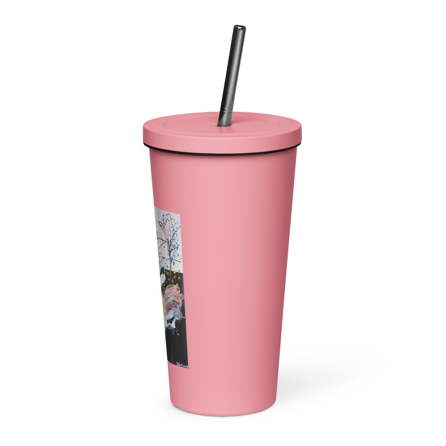 Insulated tumbler with a straw