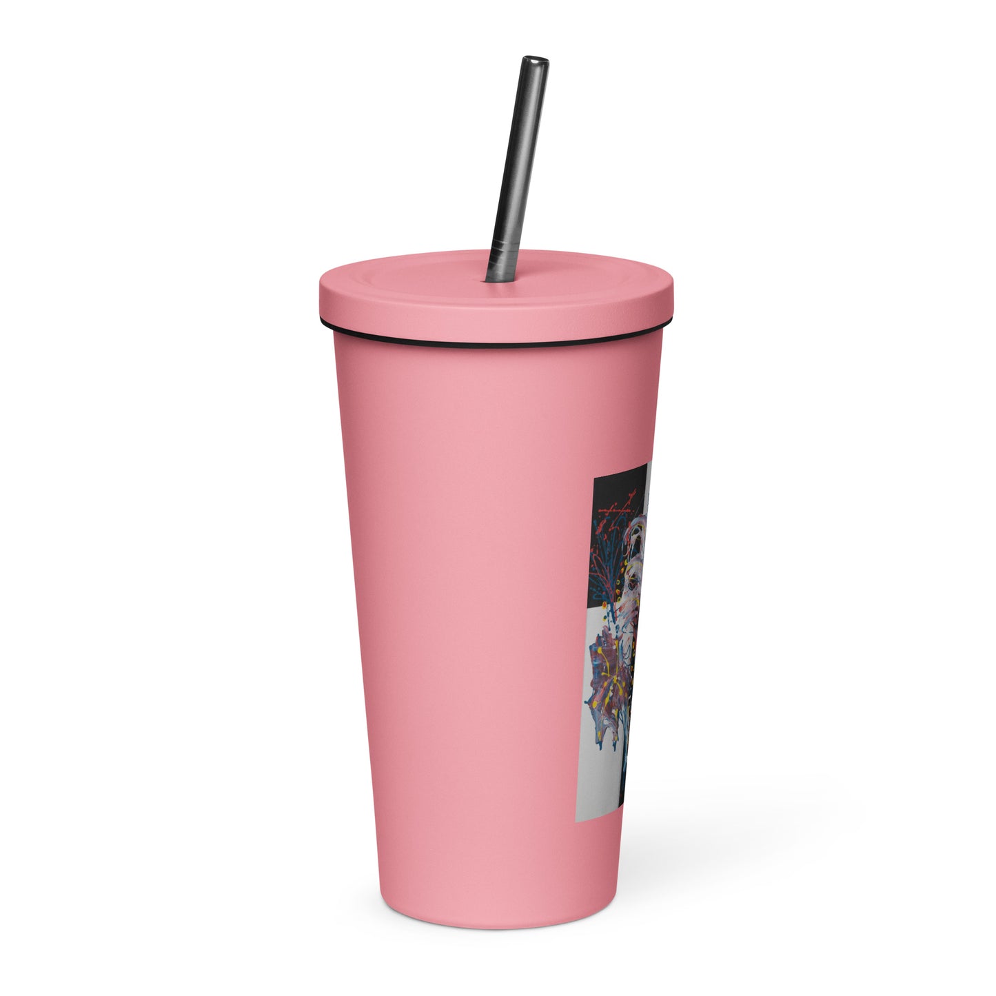 Insulated tumbler with a straw