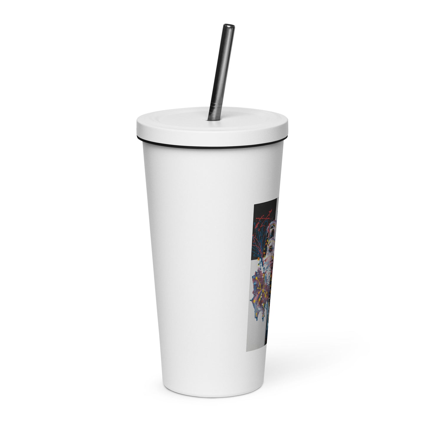 Insulated tumbler with a straw