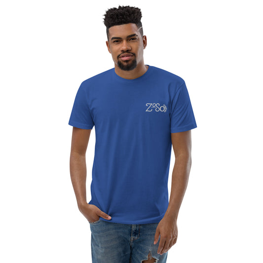 Men’s blue short sleeve T-shirt with ZoSo logo