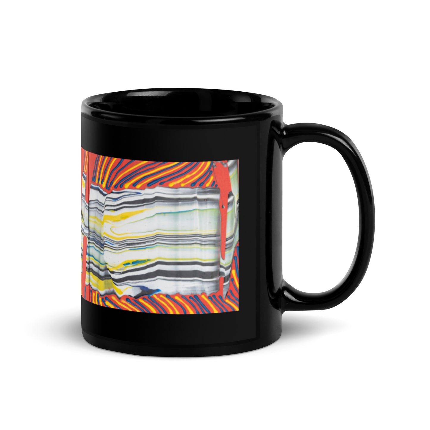 Abstract Black Glossy Ceramic Mug