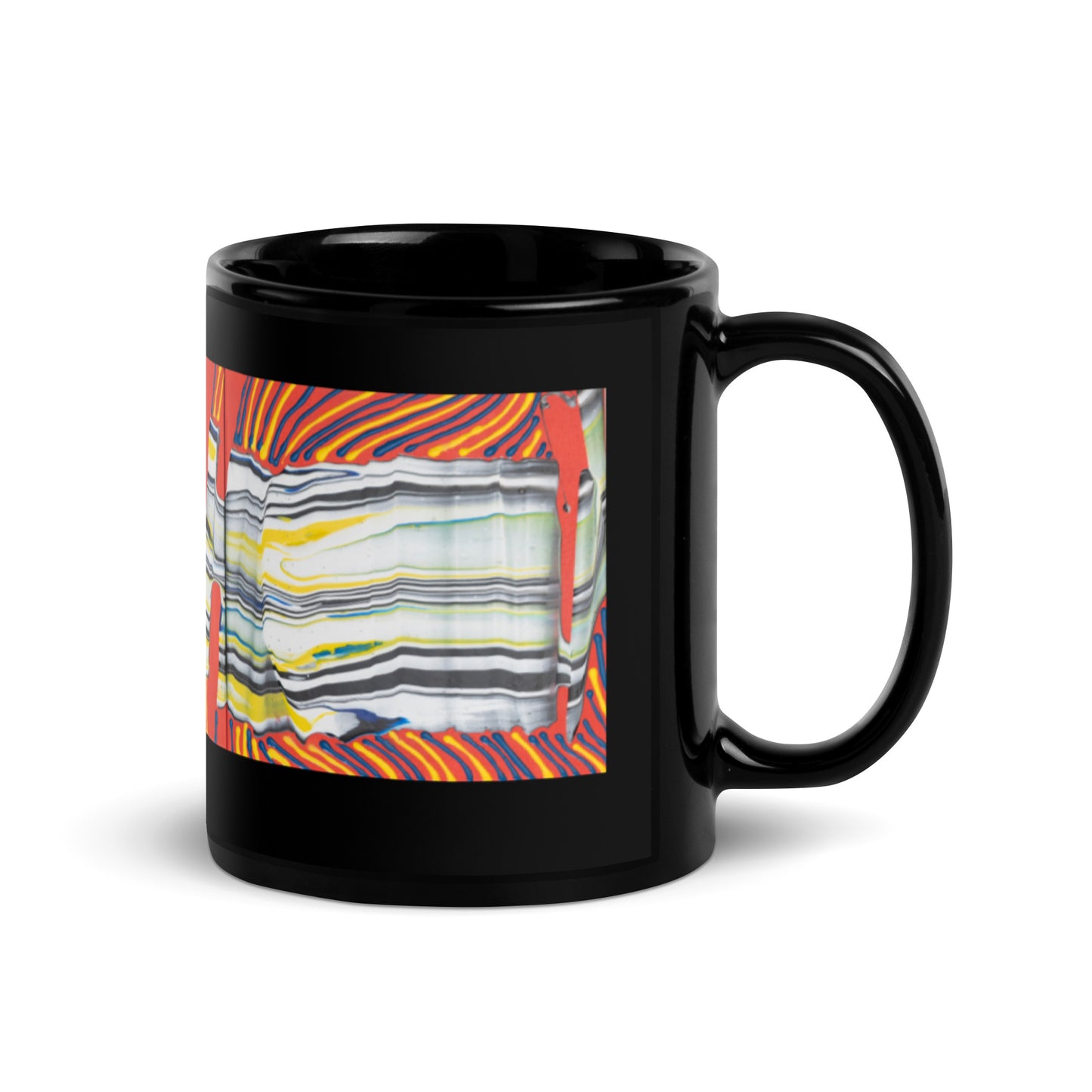 Abstract Black Glossy Ceramic Mug