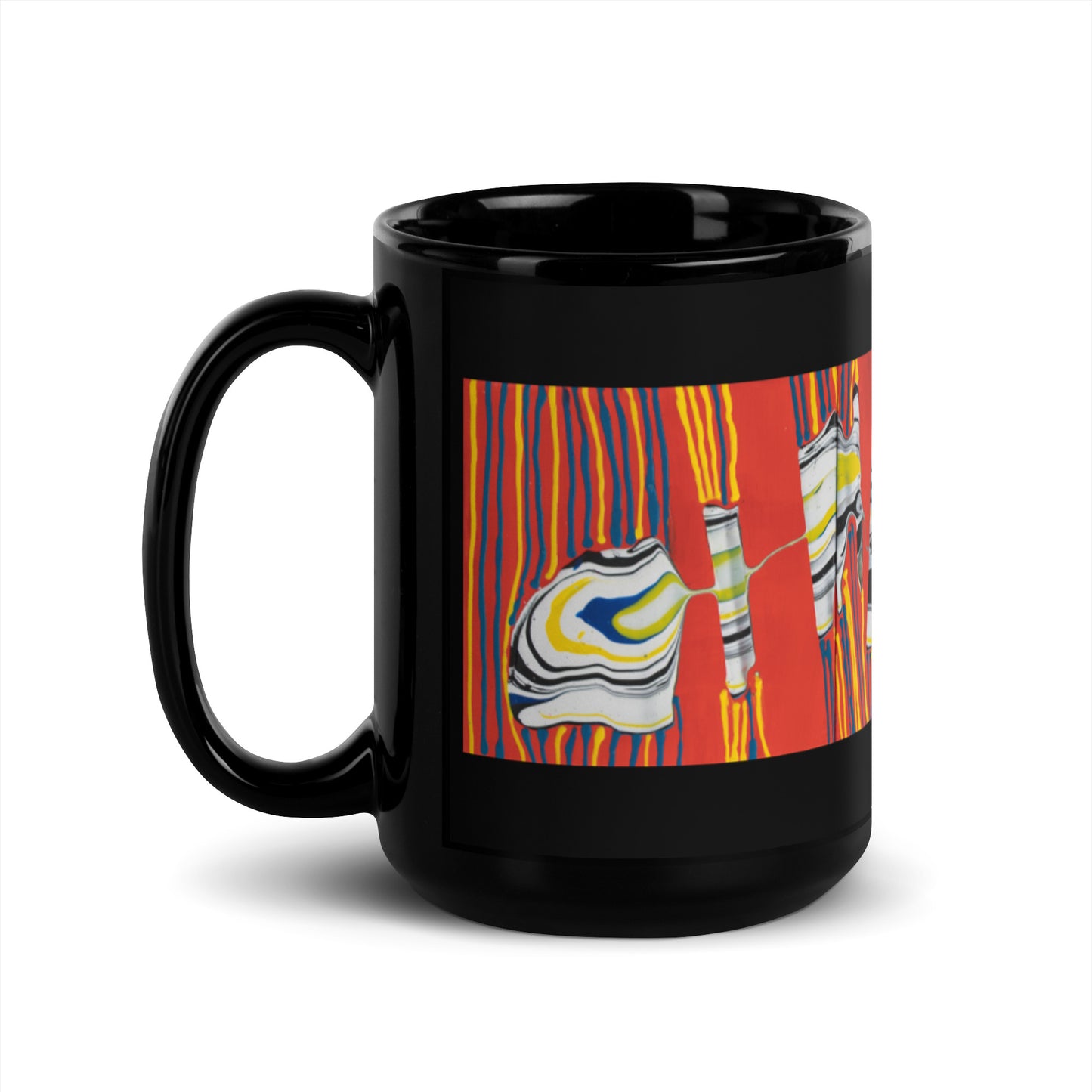 Abstract Black Glossy Ceramic Mug