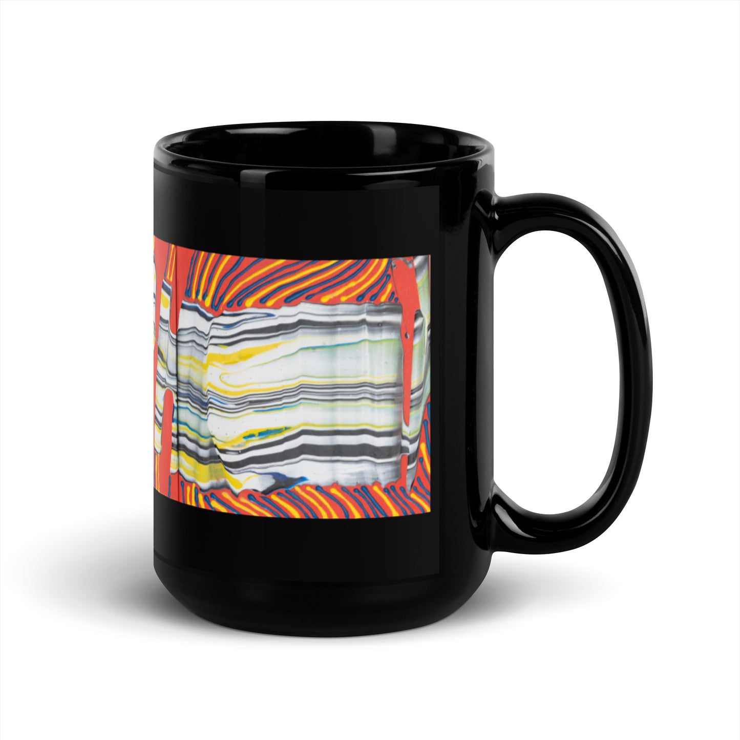 Abstract Black Glossy Ceramic Mug