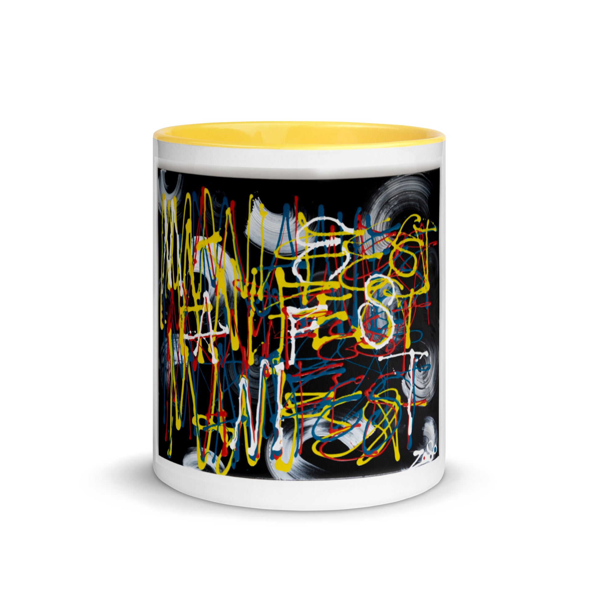 Manifest White Glossy Mug with yellow inside